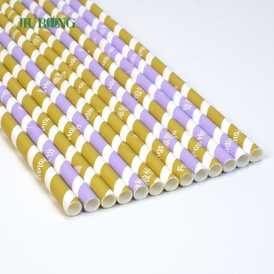 황금 줄무늬 생물 분해성 서류상 밀짚 Kraft 크리스마스 빨대 5*120mm