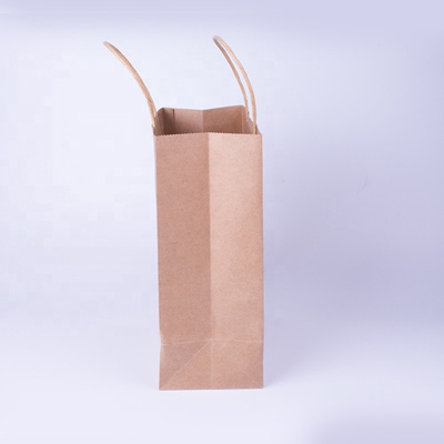 주문을 받아서 만들어진 편평한 손잡이 생물 분해성 종이 봉지 Eco 친절한 280mm 로고 인쇄