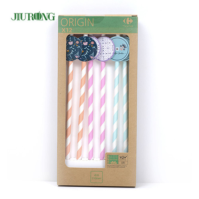 줄무늬 Eco 친절한 OEM ODM을 포장하는 음식 종이 생물 분해성 빨대