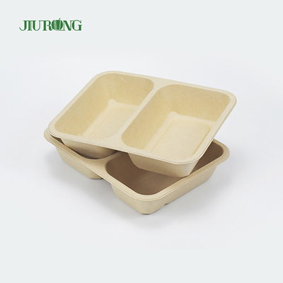 처분할 수 있는 생분해성 사탕수수 조가비 식품 용기 3 격실