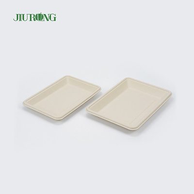 PLA 생분해 성 Bagasse 식기 접시 패스트 푸드 서빙 트레이