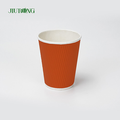 뚜껑이 있는 식품 등급 생분해성 12oz Kraft 리플 종이컵