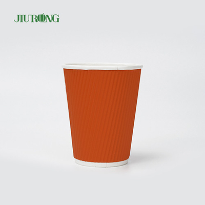 뚜껑이 있는 식품 등급 생분해성 12oz Kraft 리플 종이컵