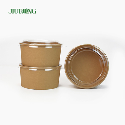 애완 동물 뚜껑에 처분할 수 있는 1100ml Eco 친절한 Kraft 종이 샐러드 그릇