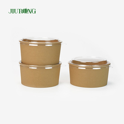 애완 동물 뚜껑에 처분할 수 있는 1100ml Eco 친절한 Kraft 종이 샐러드 그릇