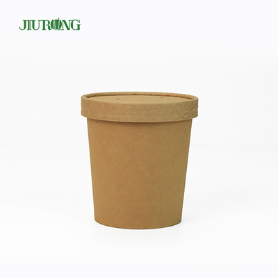 샐러드 Kraft 생물 분해성 종이 그릇 8oz 환경 친화적인 PLA 뚜껑