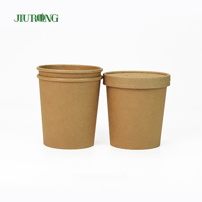 샐러드 Kraft 생물 분해성 종이 그릇 8oz 환경 친화적인 PLA 뚜껑