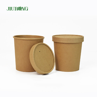 샐러드 Kraft 생물 분해성 종이 그릇 8oz 환경 친화적인 PLA 뚜껑